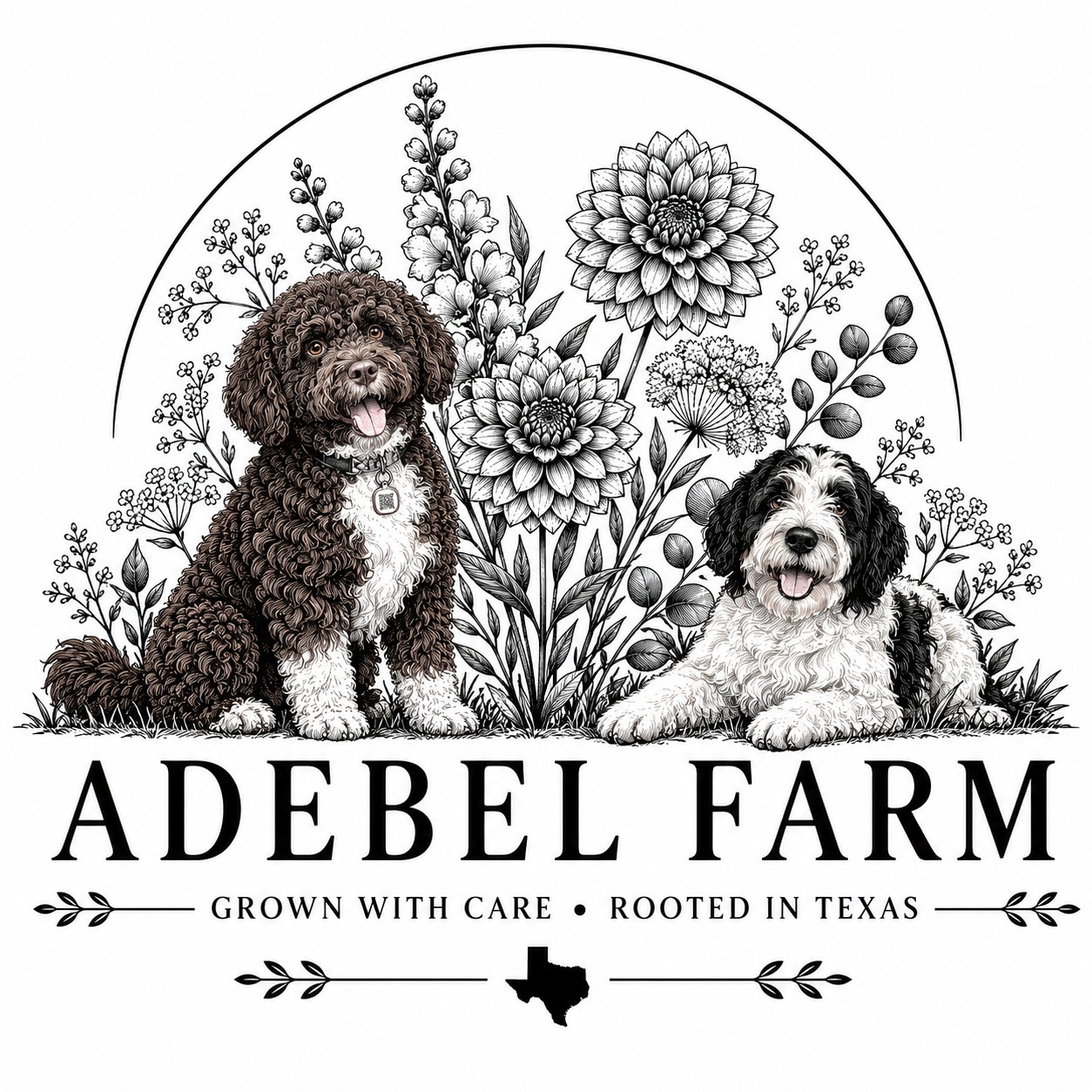 Adebel Farm botanical dog logo